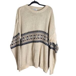 Vintage Tight Knit Ski Lodge Vibe Sweater Preppy Mens Size XL